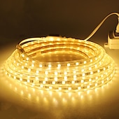 お買い得  防水ストリップライト-導かれたストリップライト防水30m98.4fttiktokライト5050smd 1800ledseuプラグ付き暖かい白白赤黄青緑家のダイニングリビングルームバー用の切断可能