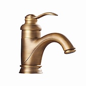 abordables Classiques-robinet de lavabo de salle de bain - robinets de bain à une poignée en laiton antique classique