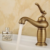 abordables Classiques-robinet de lavabo de salle de bain - robinets de bain monotrou classiques électroplaqués