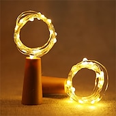 voordelige Batterij String Lights-1/2/6/10st led wijnfles lichtsnoer 2m 20leds met kurk warm wit wit multi kleur rood blauw waterdicht lichtsnoer kerst bruiloft decoratie batterijen