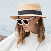 economico Cappelli per feste-cappelli cappello di paglia in fibra naturale casual classico retrò con copricapo in puro colore