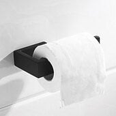 halpa Kylpyhuone tarvikesetti-kylpyhuonetarvike wc-paperipidike / kylpytakin koukku ja kylpyhuoneen yksi pyyhetanko uusi design ruostumaton teräs seinälle matta musta