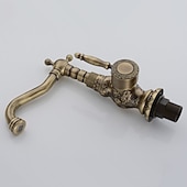 economico Classici-miscelatore per lavabo da bagno in ottone antico, rubinetti da cucina vintage monocomando un foro, rubinetti per vasi retrò girevoli a 360 gradi con tubo caldo e freddo