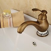 abordables Classiques-robinet de lavabo de salle de bain - robinets de bain à une poignée en laiton antique classique