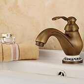 abordables Classiques-robinet de lavabo de salle de bain - robinets de bain à une poignée en laiton antique classique
