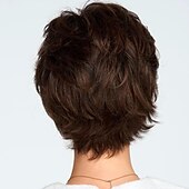 abordables perruque plus âgée-perruques brunes pour femmes perruque synthétique bouclés partie libre perruque courte cheveux synthétiques bruns / bordeaux 12 pouces design à la mode pour femmes femmes synthétiques brun foncé
