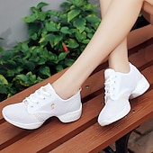 abordables Baskets de danse-baskets de danse en maille respirante pour femmes - chaussures de jazz et de fitness légères à lacets en plusieurs couleurs