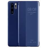 levne Ostatní pouzdra-telefon Carcasă Pro Huawei P20 P20 Pro P30 P30 Pro Celý kryt Kožené pouzdro Pouzdro typu flip Flip s okýnkem Automatický režim spánku a probuzení Pevná barva Pevné PU kůže