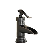 abordables Classiques-robinet de lavabo de salle de bain, robinets de bain monotrou en laiton antique cascade avec interrupteur chaud et froid