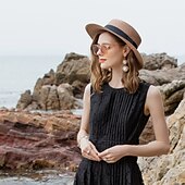 olcso Esküvői kiegészítők-kalapok természetes szálú szalmakalap alkalmi ünnepi klasszikus retro, tiszta színű fejdíszekkel