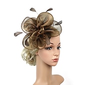 abordables Tocados-Fascinadores Tocado de Tul Fiesta de Té Carreras de Caballos Día de Damas Elegante Retro con Tocado de Flor y Pluma vestido para impresionar vestido para el día de carreras