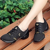 abordables Baskets de danse-baskets de danse en maille respirante pour femmes - chaussures de jazz et de fitness légères à lacets en plusieurs couleurs