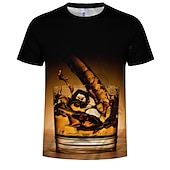 baratos Camisetas 3D-Homens Cerveja Camiseta Camiseta Decote Redondo Camisa Preto Roupa Tamanho Grande S M L XL XXL 3XL 4XL
