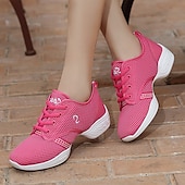 abordables Baskets de danse-baskets de danse en maille respirante pour femmes - chaussures de jazz et de fitness légères à lacets en plusieurs couleurs