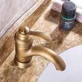 abordables Classiques-robinet de lavabo de salle de bain - robinets de bain à une poignée en laiton antique classique