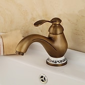 abordables Classiques-robinet de lavabo de salle de bain - robinets de bain à une poignée en laiton antique classique