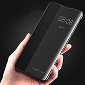 levne Ostatní pouzdra-telefon Carcasă Pro Huawei P20 P20 Pro P30 P30 Pro Celý kryt Kožené pouzdro Pouzdro typu flip Flip s okýnkem Automatický režim spánku a probuzení Pevná barva Pevné PU kůže