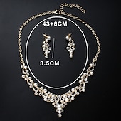 economico Parure di gioielli-1 set Gioielli da Sposa per Donne Regalo di Matrimonio con Perle Imitazione Strass Lega Link  Catena Fiore Botanico  Fidanzamento per impressionare con l&#039;Abito