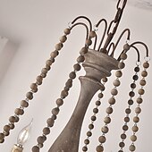 رخيصةأون تصميم الشمعدان-6 أضواء خمر الثريا / الخشب قلادة ضوء مقهى ريفي مصباح ل غرفة المعيشة غرفة الطعام أضواء المطعم / e12 / e14 دون لمبة