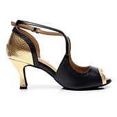 levne Boty na latinskoamerické tance-Dámské Boty na latinskoamerické tance Výkon Trénink Šumivé boty Podpatky Tenký vysoký podpatek Červená Zlatá