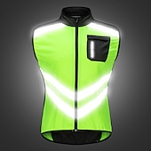 voordelige Herenjassen &amp; Gilets-WOSAWE Voor heren Wielrenvest Mouwloos Bergracen Wegwielrennen Marine Zwart Groen Fietsen Ves / Mouwloos Shirt Winddicht Reflecterende strips Achterzak Sport Effen Kleur Kleding / Gevorderd / Rekbaar