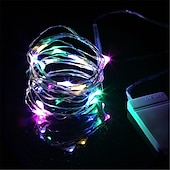 お買い得  電池式-3mストリングライト30LED1個ウォームホワイトホワイトマルチカラー防水パーティー装飾電池駆動