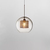 abordables Éclairages pour îlot-1 lumière 20 cm led suspension design unique verre lanterne galvanoplastie rétro style industriel salle à manger salon lumière 110-120/220-240v