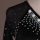 billige Klær til latindans-dans salsa latinsk dansekjole ruching krystaller / rhinestones kvinners performance langermet spandex organza