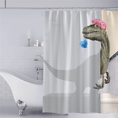 levne Sprchové závěsy-Sada závěsů do sprchy s dinosaury 180cm*180cm(70&quot;*70&quot;) s háčky do koupelny bílý veselý látkový závěs pro děti skvělý roztomilý a jedinečný doplněk do koupelny s ramenem