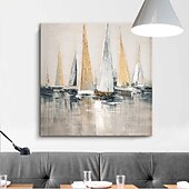 billiga Landskapsmålningar-Hang målad oljemålning HANDMÅLAD Fyrkantig Landskap Abstrakta landskap Modern Utan innerram (utan ram)