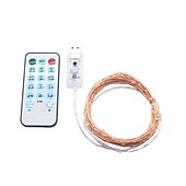 economico Strisce LED-20m Fili luminosi 200 LED Telecomando a 17 tasti 1 set Bianco caldo Colori primari Bianco Impermeabile Accorciabile USB Alimentazione USB
