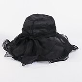 levne Party klobouky-Klobouky Organza Kbelík Se širší krempou Svatební Elegantní Romantické Dáma S Mašle Přílba Pokrývky Hlavy