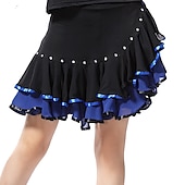 abordables Ropa de baile latino-Baile Latino Faldas Fruncido Combinación Cristales / diamantes de imitación Mujer Entrenamiento Rendimiento Gasa Seda Sintética