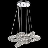 abordables Lustres uniques-3 anneaux led lustre en cristal luminaires suspendus luminaires suspendus éclairage colgante lampe lustre moderne 110-120v 220-240v