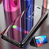 cheap iPhone Cases-Phone Case For iPhone 16 iPhone 15 Pro Max Plus iPhone 14 13 12 11 Pro Max Mini X XR XS Max 8 7 Plus Clear View Window Flip Cover with Stand Holder Auto Sleep Wake Mirror Plating PU Leather