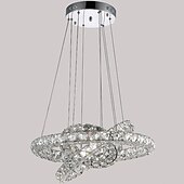 abordables Lustres uniques-3 anneaux led lustre en cristal luminaires suspendus luminaires suspendus éclairage colgante lampe lustre moderne 110-120v 220-240v