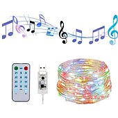 economico Strisce LED-20m Fili luminosi 200 LED Telecomando a 17 tasti 1 set Bianco caldo Colori primari Bianco Impermeabile Accorciabile USB Alimentazione USB