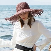 voordelige Feesthoeden-hoeden hoofddeksels strohoed van natuurlijke vezels casual klassiek klassiek retro met hoofddeksel in zuivere kleur