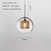 abordables Éclairages pour îlot-1 lumière 20 cm led suspension design unique verre lanterne galvanoplastie rétro style industriel salle à manger salon lumière 110-120/220-240v