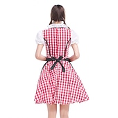  Oktoberfest Kleid Dirndl Trachtenkleider Dienstmädchen Deutsch München Wiesn Damen Stoff im traditionellen Stil Bluse Kleid Schürze Midi 60-70 cm
