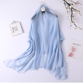 abordables Châles-châles femmes écharpes d&#039;invité de mariage écharpes pour femmes châles écharpes protection solaire sans manches imitation soie enveloppes de mariage avec couleur pure pour la fête printemps&amp;amp;