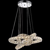 abordables Lustres uniques-3 anneaux led lustre en cristal luminaires suspendus luminaires suspendus éclairage colgante lampe lustre moderne 110-120v 220-240v