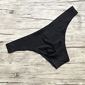 olcso Férfi alsónemű és zokni-Férfi 1 csomag Bugyik Varrás nélküli Alap Nejlon Spandex Sima Alacsony csípő Szabályos Fekete Fehér
