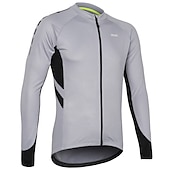 preiswerte Radtrikot Herren-Arsuxeo Herren Langarm Fahrradtrikot Winter Polyester Dunkelgrau Weiß Grau Volltonfarbe Fahhrad Trikot / Radtrikot Bergradfahren Straßenradfahren Reflexstreiffen Tasche auf der Rückseite Sport