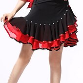 abordables Ropa de baile latino-Baile Latino Faldas Fruncido Combinación Cristales / diamantes de imitación Mujer Entrenamiento Rendimiento Gasa Seda Sintética