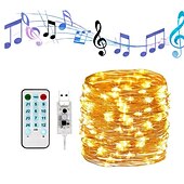 economico Strisce LED-20m Fili luminosi 200 LED Telecomando a 17 tasti 1 set Bianco caldo Colori primari Bianco Impermeabile Accorciabile USB Alimentazione USB