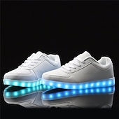ieftine Adidași Bărbați-adidași albi pentru bărbați, cu lumină LED, cu închidere cu șireturi, pentru o ținută la modă și pe timp de noapte