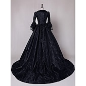 cheap Dresses-Dress Floral Style Rococo Victorian Floor Length Dress Party Costume Masquerade Flare Cuff Sleeve Princess Toile Ball Gown Square Neck Fancy Dress Women's Halloween Christmas Party / Evening Adults