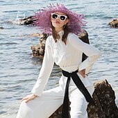 voordelige Feesthoeden-hoeden hoofddeksels strohoed van natuurlijke vezels casual klassiek klassiek retro met hoofddeksel in zuivere kleur