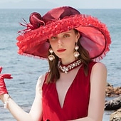 baratos Chapéus de Festa-feather organza fascinators hats headpiece classical feminine style